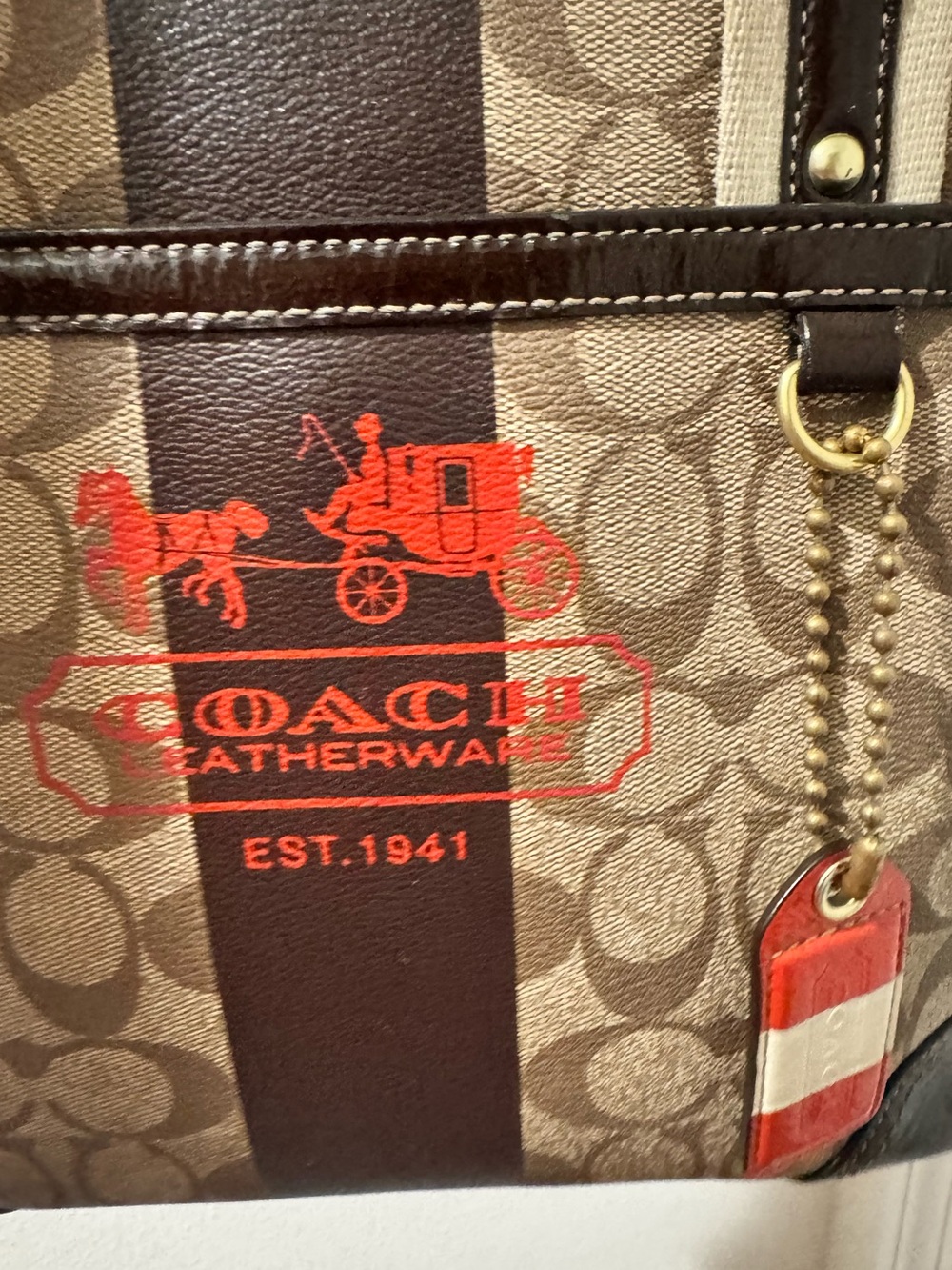 COACH 2007 Heritage Stripe
Horse & Carriage Signature Tote -
GUC - Picture 5 of 10